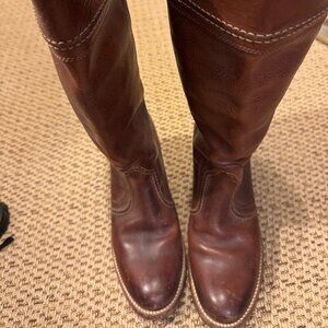 Frye brown leather boots with 2" heel size 9.5